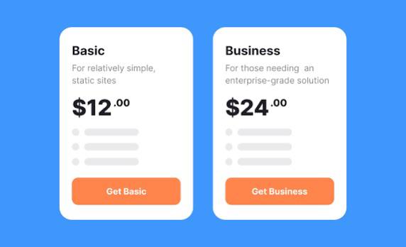 Basic and Business pricing plan cards — comparing subscription tiers